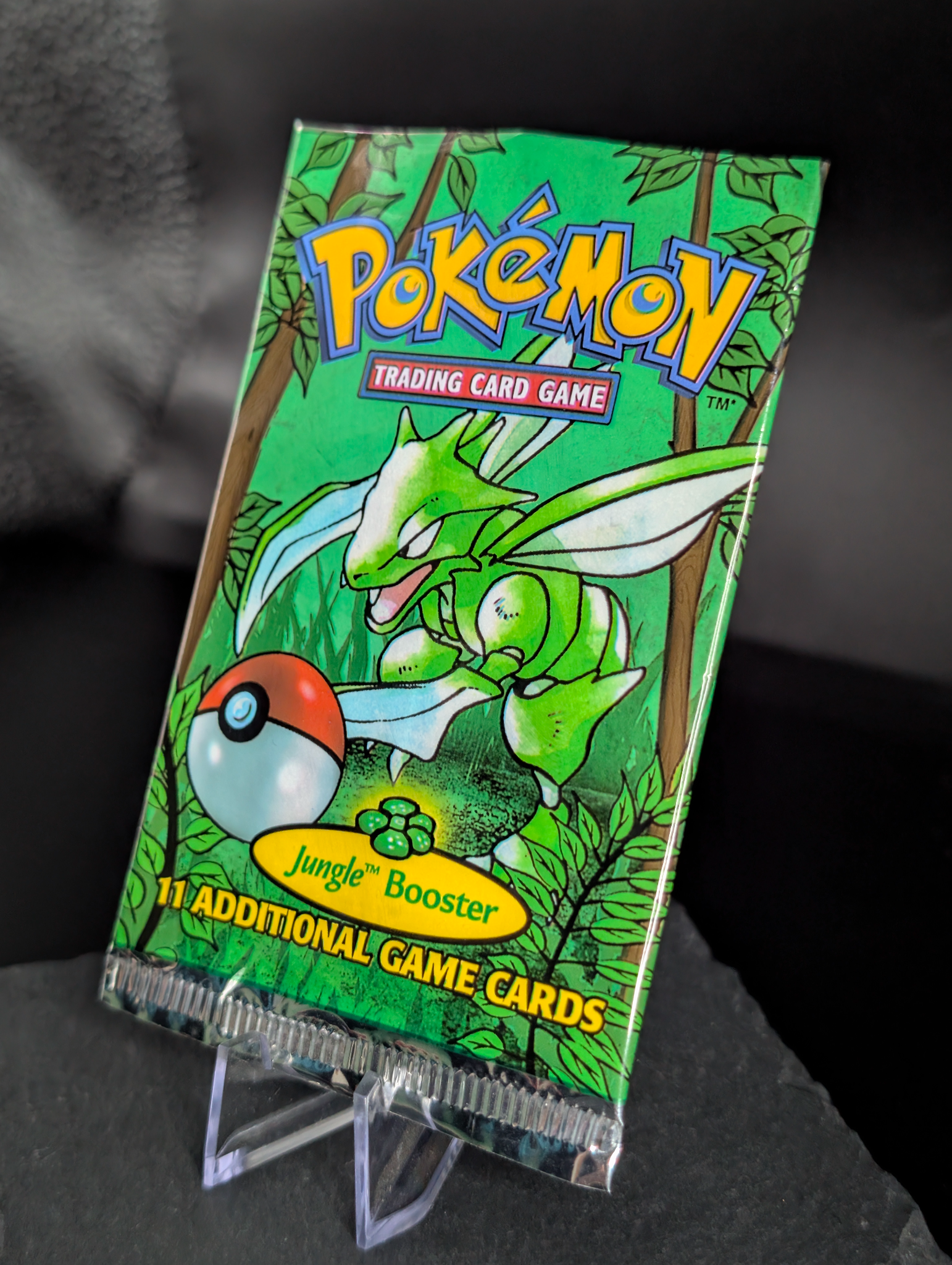 Original vintage 1999 WOTC empty Scyther artwork Jungle set booster pack