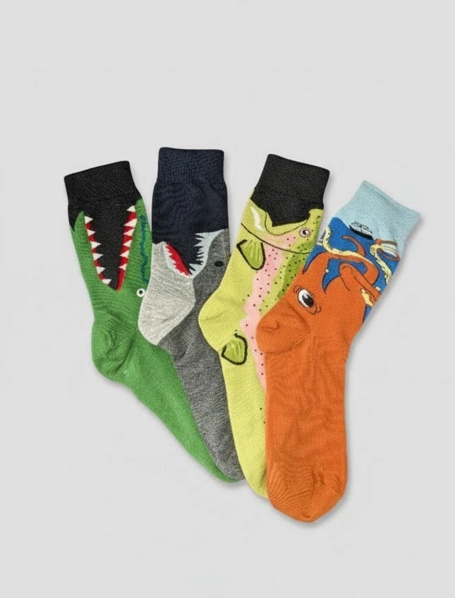 Pack Of 4 Mens Odd Socks - Oddiez X Thompson's TCG "Creature Feet-ure" Odd Socks